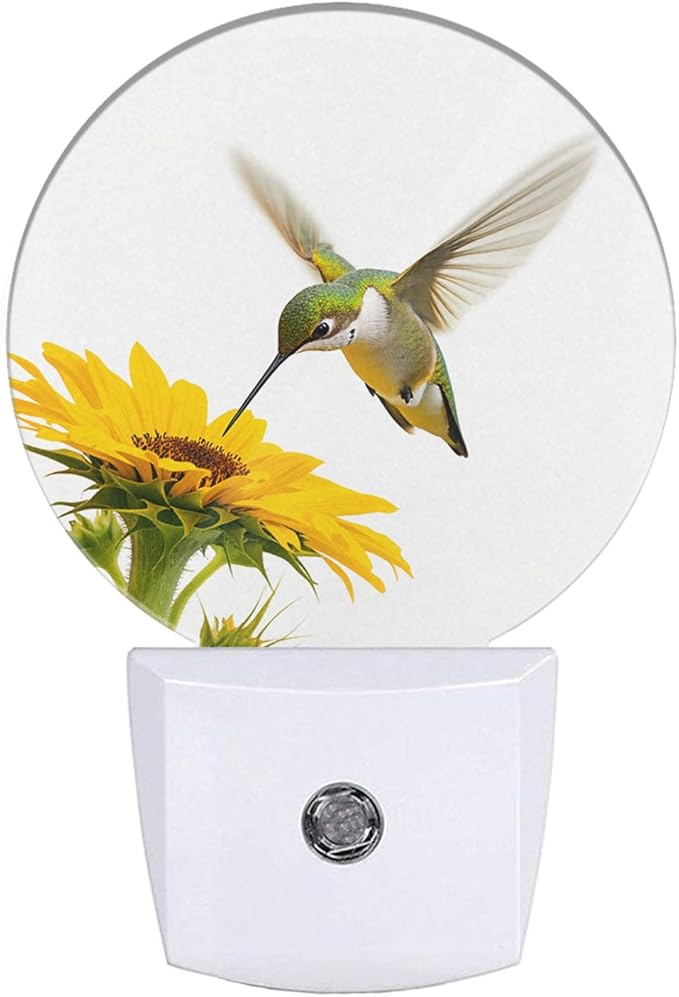 EKOBLA Hummingbird Plug-in Nightlights Bird and Sunflower Night Lights Plug into Wall with Dusk to Dawn Sensor LED Lighting for Living Room Kitchen Stairway Bathroom Bedroom