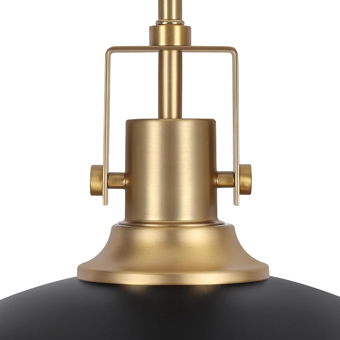 LamQee 18 Inch Black and Gold Large Pendant Light Kitchen Island, Farmhouse Modern Dome Pendant Light Fixtures Ceiling Hanging Lighting Chandelier for Dining Room Over Table, Bar, Hallway, Entryway