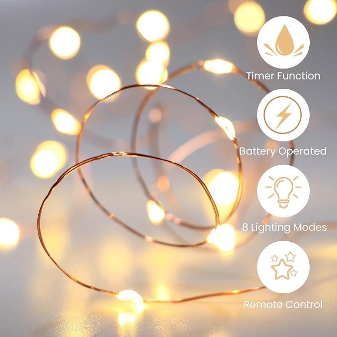 innolife LED Fairy String Lights Battery Operated Timer with Remote Control | 6 Pack 10 Ft 30 LED Copper Wire Twinkle Lights for Bedroom Christmas Wedding Party Indoor Outdoor Decoration