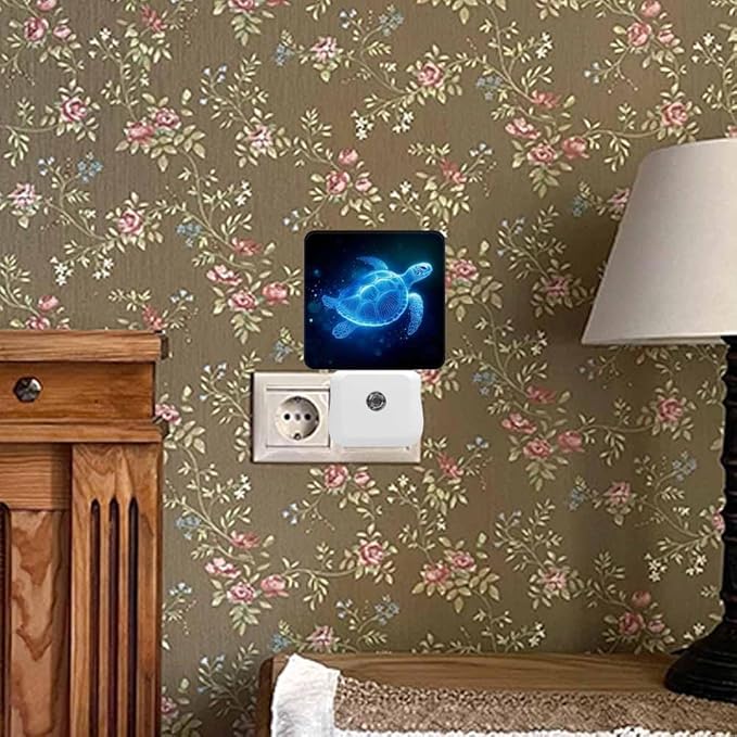 Sea Turtle Night Light Plug-into Wall Ocean Milky Way Nightlight Lamp with Dusk to Dawn Sensor, Led Lamp 0.5W Energy Efficient for Home Decor