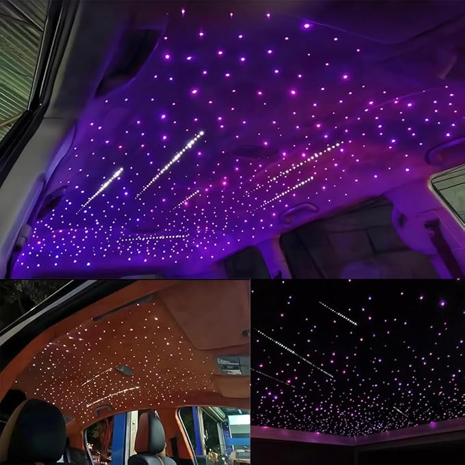 AKEPO 10W Shooting Star+Twinkle Fiber Optic Lights Kit, Car Home Use Meteor APP Control Music Activated Star Ceiling Sky Light, RGBW Light Engine+Mixed Diameter Fibers 460pcs of 9.8ft/3m+Remote