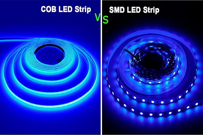 TOPAI 12V Thin 5mm Dotless Blue COB LED Strip 16.4ft Under Cabinet Light | Narrow Tape Lights, 400 LEDs/M, No Dark Spots, Flexible Cuttable, Self Adhesive Easy Install