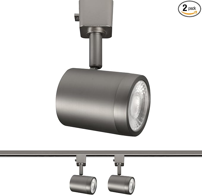 WAC Lighting Charge 8010 LED Adjustable Track Head 5-CCT Selectable 9W 865 Lumens Fully Dimmable in Brushed Nickel for H-Style 3 Wire Track (Pack of 2)