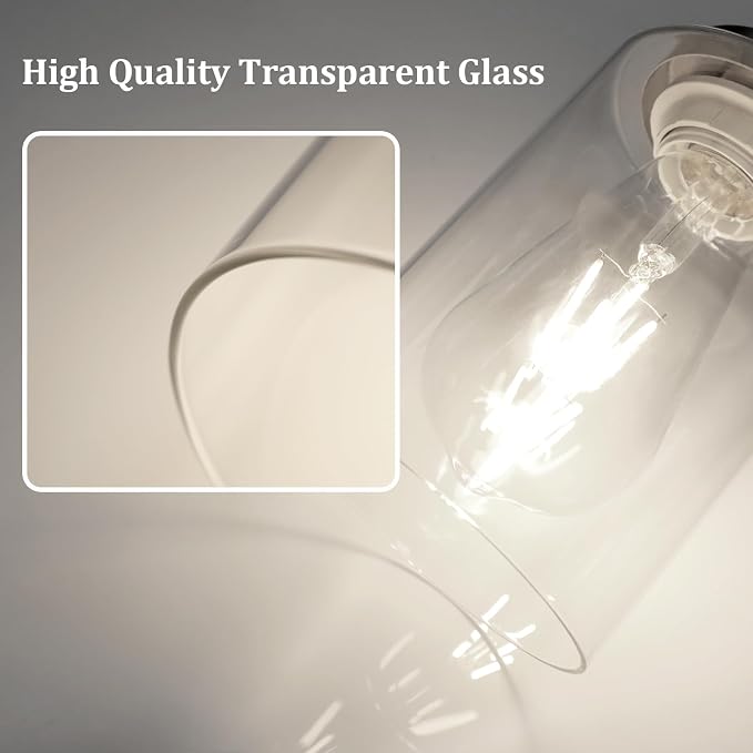 Modern Bathroom Light Fixtures, 3 Light Vanity Lights with E26 Bulbs, Brushed Nickel Wall Lamp with Clear Glass for Mirror Living Room Hallway Cabinet Porch
