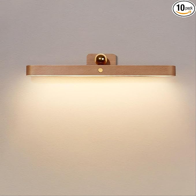 Led 360° Rotatable Magnetic Battery Operated Wall Lights USB Rechargeable Dimmable Led Vanity Night Light for Reading Light, Makeup Light and Household Lighting (Brown 1PCS)