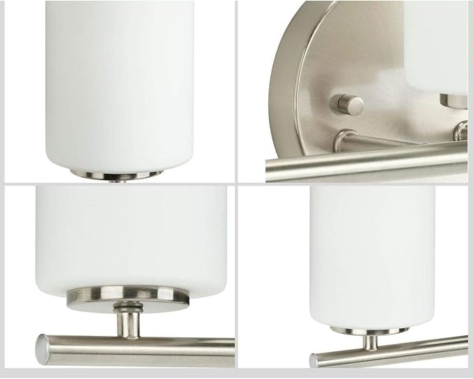 Replay Collection 3-Light Etched White Glass Modern Bath Vanity Light Brushed Nickel
