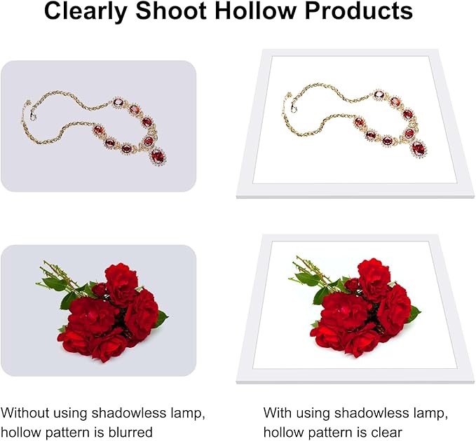 PULUZ Photo Studio Fill Light LED Shadowless Light Panel 15in X 15in / 38 x 38cm Dimmable Photography Softbox Bottom Light for Food Jewelry Cosmetic Crafts US Plug