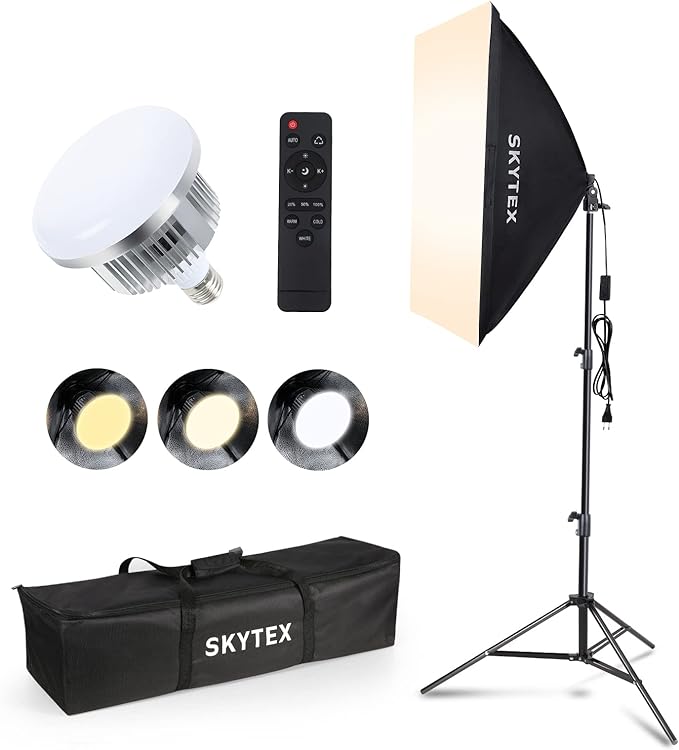 Skytex Softbox Lighting Kit(1Pack), 20x28in Soft Box | 85W 2700-6400K E27 LED Bulb Continuous Photography Lighting, Photo Studio Lights Equipment for Camera Shooting, Video Recording