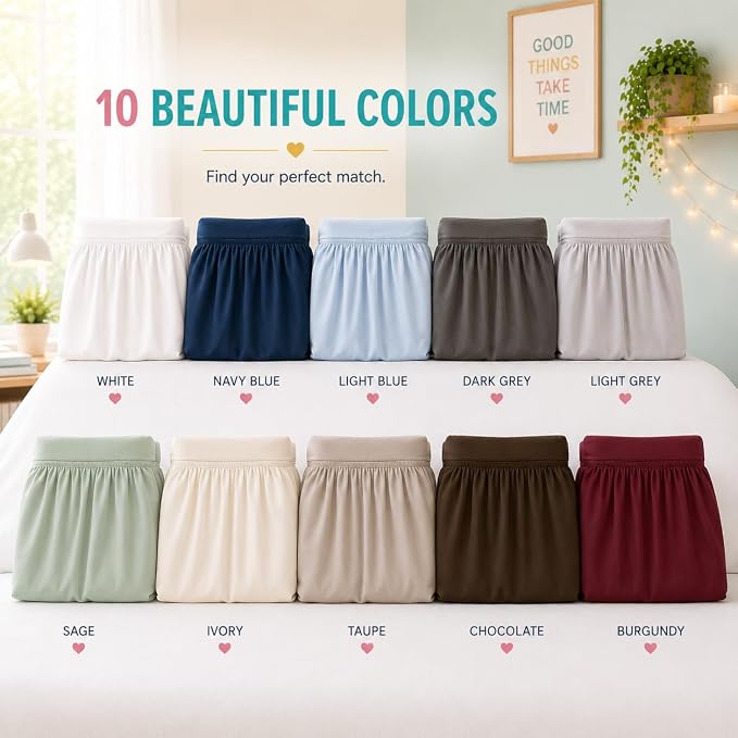 Cottington Lane Tailored Box Pleated College Dorm Bed Skirt Twin XL, Hotel Quality Premium Brushed Microfiber Extra Long Bedskirt Twin XL 36 Inch Drop, Dark Grey Dorm Bedding