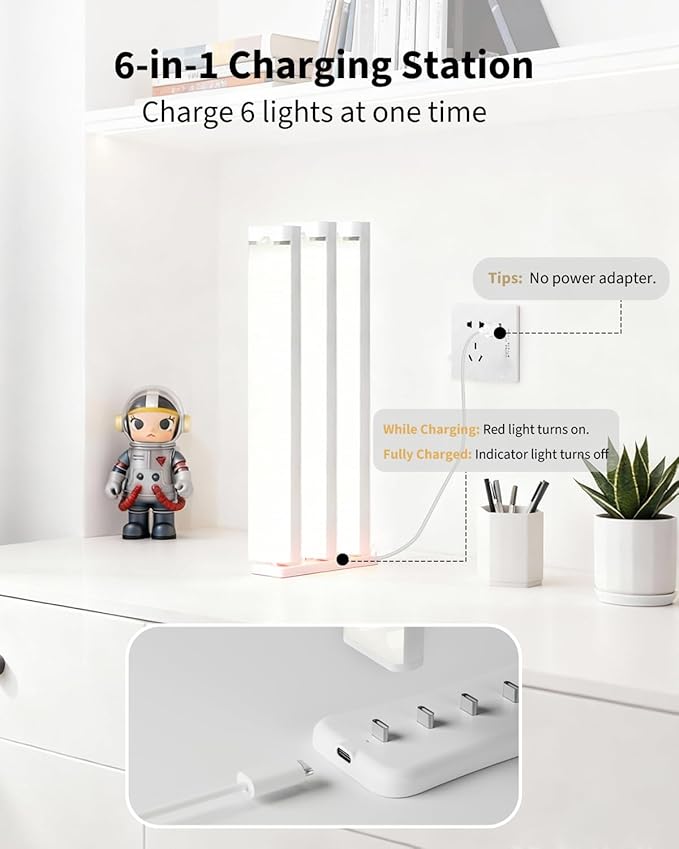 12 Packs 12-in Under Cabinet Lighting with 2 Charging Stations, Rechargeable Motion Sensor Light Indoor, 3 Color Dimmable Closet Light, USB Led Stick on Under Counter Lights for Kitchen Shelf
