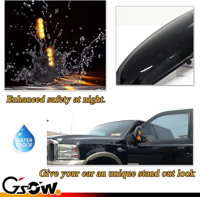 2 PCS LED Side Mirror Marker Lights for Ford 2003-2007 F250 F350 F450 F550 Super Duty / 2000-2005 Excursion, LED Sequential Side Mirror Turn Signal Lamp Assembly - Amber Light