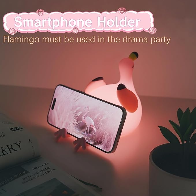 Flamingo Cute Night Light, Squishy Lamp Flamingo Decor, Valentines Day Gifts for her, Girls Pink Stuff Toy, Rechargeable Dimmable Silicone Kids Nightlight, Baby Nursery Dorm Bedside Lamps