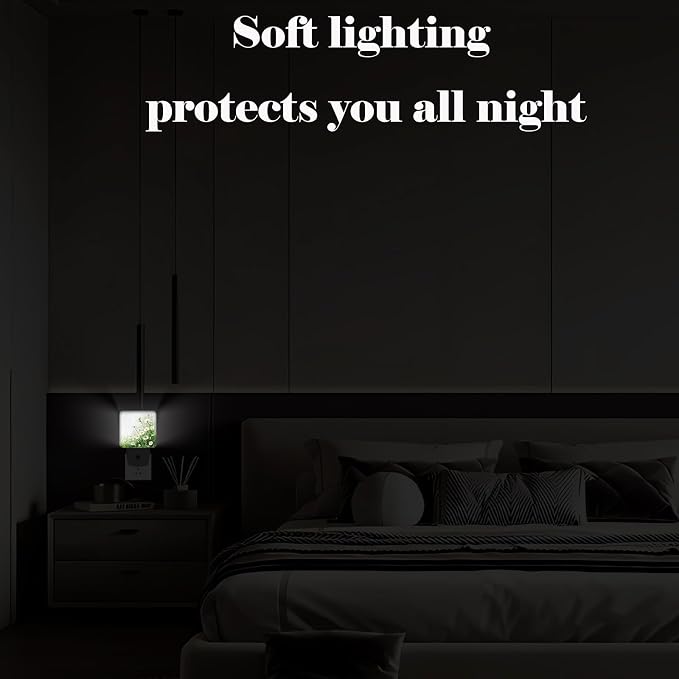 Flowers Night Light，Daisies Watercolor Plug Into Wall for Boys Girls Bedroom Decorative Square Night Light Lamp 0.5w Sleep Friendly