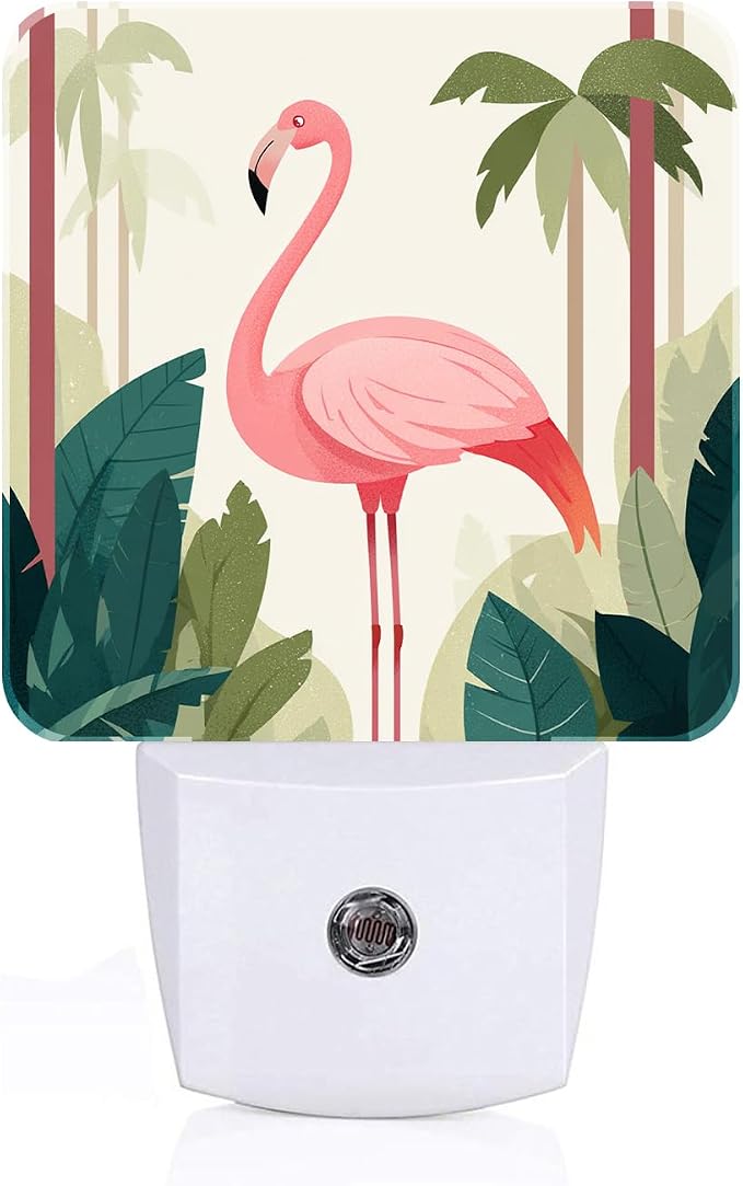 Tropical Flamingo Cartoon Night Light,Plug Into Wall Decor for Stairway,Hallway,Kitchen,Dusk to Dawn Sensor Nightlights for Boys/Girls/Women/Men Room Gifts