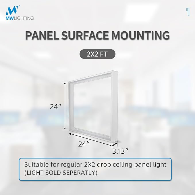 mw 10-Pack 2x2 Surface Mount Kit for LED Flat Panel Light-Aluminum Ceiling Frame for 24 x 24 x 3.13 inch, Good for Edge-Lit and Back Lit Panel