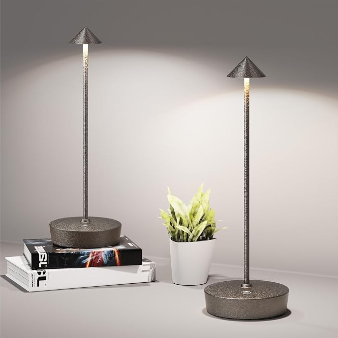 Cordless Table Lamps Rechargeable 6000mAh Battery Operated LED Desk Lamp | Outdoor Waterproof Portable 3 Color Touch Dimmable Table Light for Patio Restaurant Dining Home Set of 2 Glacier Khaki