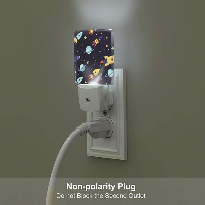 Plane Cartoon LED Plug-in Night Light 2-Pack, Auto Sensor Nightlights Set of 2 for Bedroom Bathroom Corridors