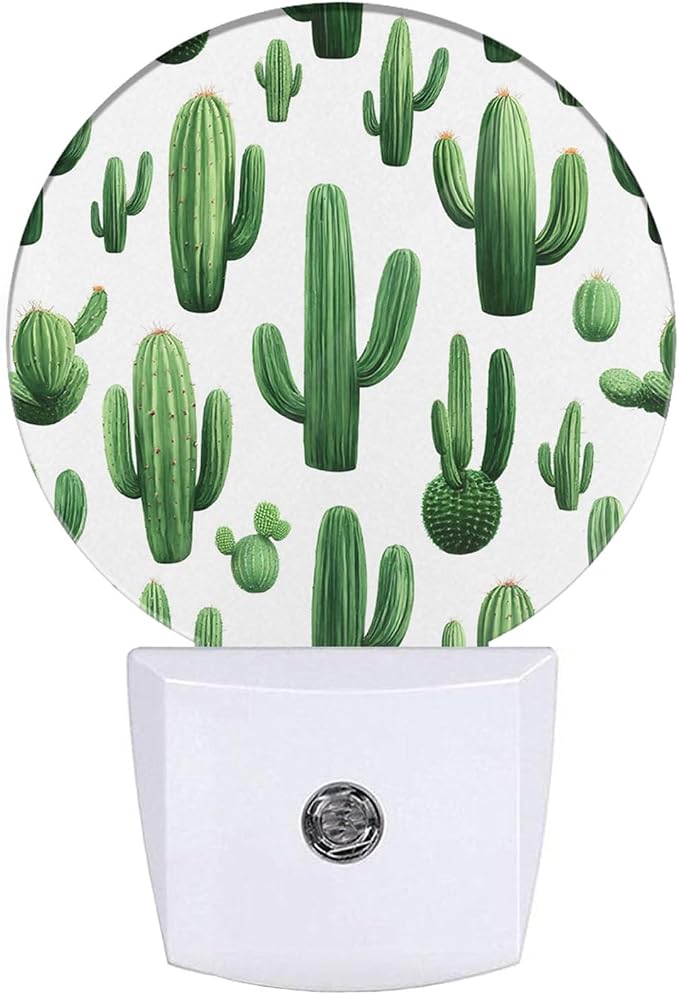 EKOBLA Cactus Night Light, Green Cactus with “Stuck On You” Quote Night Lights Plug Into Wall with Auto Sensor for Home Decor