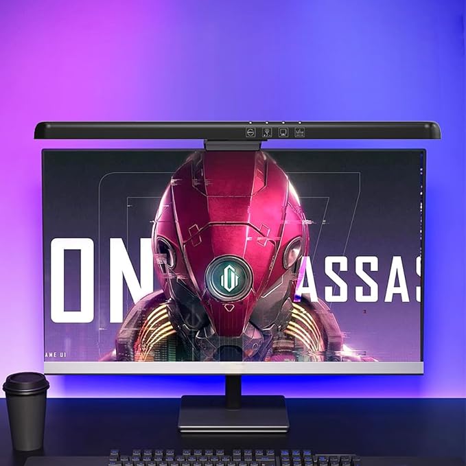Computer Monitor Light Bar Curved Screen Hanging Light with RGB Colorful Ambient Light Four Modes Touch Control Eye Protection LE13 B