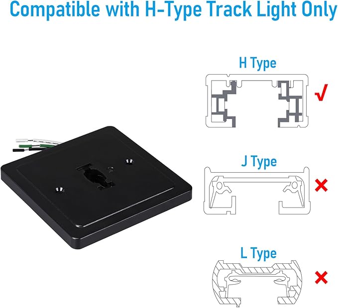 LEONLITE H Track Monopoint Canopy, Convert Track Fixtures and Pendants into Monopoints, ETL Listed, Flame Retardant Material, 120V, for H Type Track Lighting System, Black, Pack of 4