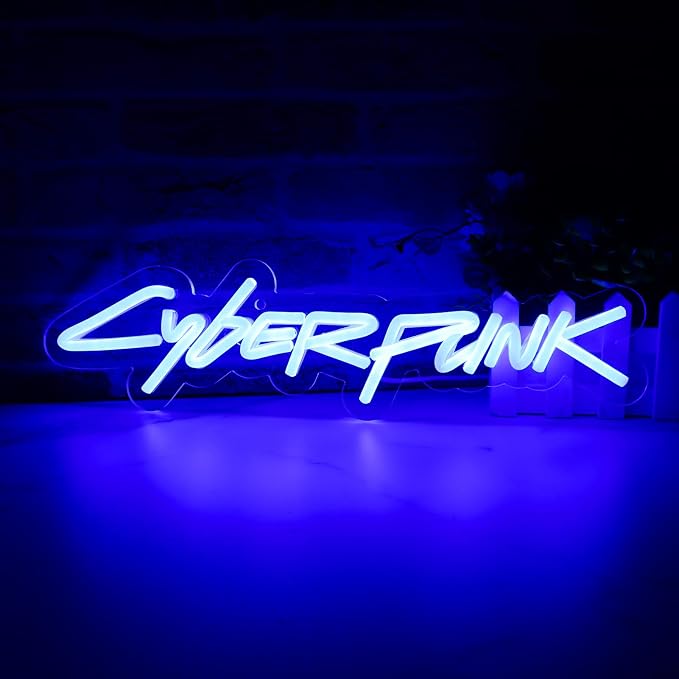 WonderfulLife Game Cyberpunk Neon Sign for Game Zone Decor,Shooting Games Led Lights for Man Cave Gaming Room Internet Bar or Bedroom Decoration.5V USB Powered,Easy Hanging.