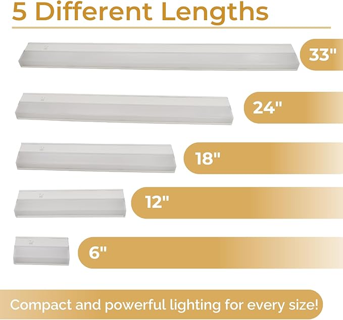 6-Inch Dimmable Under Cabinet LED Light, Hardwired Installation Only, Color Selectable - Soft White/Bright White/Daylight White, 6W, White Finish