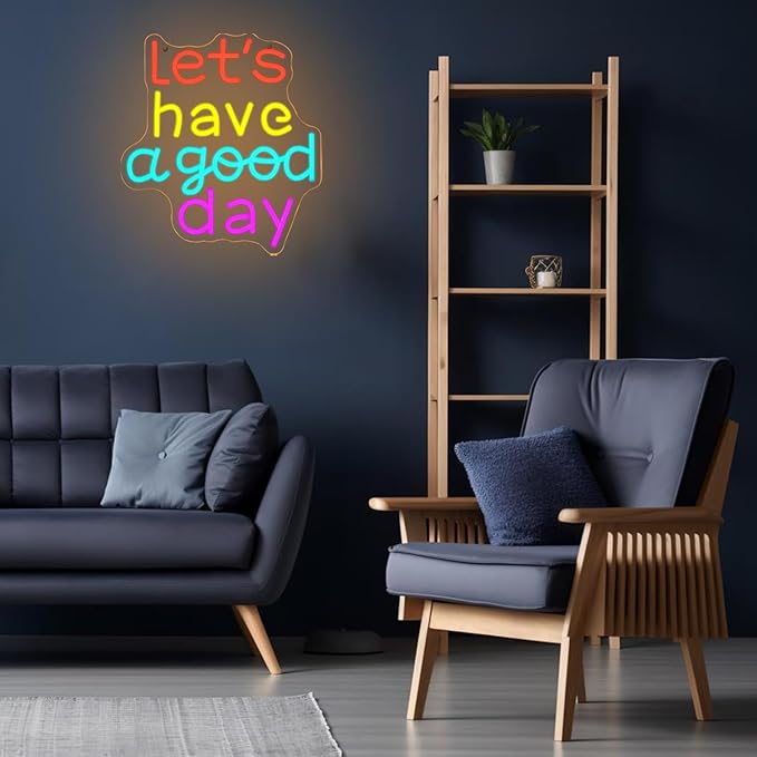 Lets Have A Good Day Neon Sign for Wall Decor, USB Powered Colorful Letters Neon Light, Motivation LED Light Up Sign for Bar Cafe Restaurant Office Living Room Parties