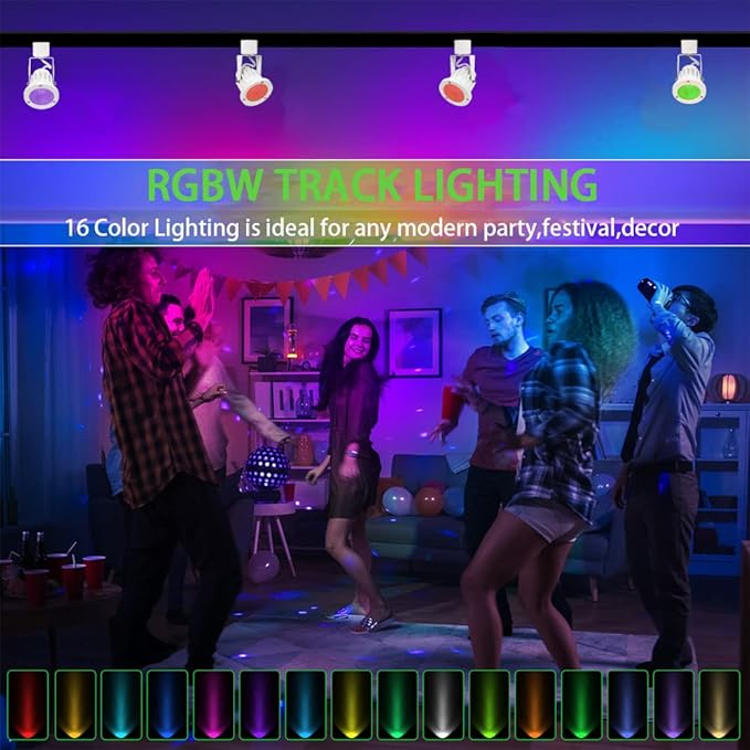 15W RGB LED Track Light Heads,Color Changing Track Lighting Head for Accent,Art,Party,Game Room,RGBW Ceiling Track Spotlight Fixtures Halo Type 8 Pack (White)