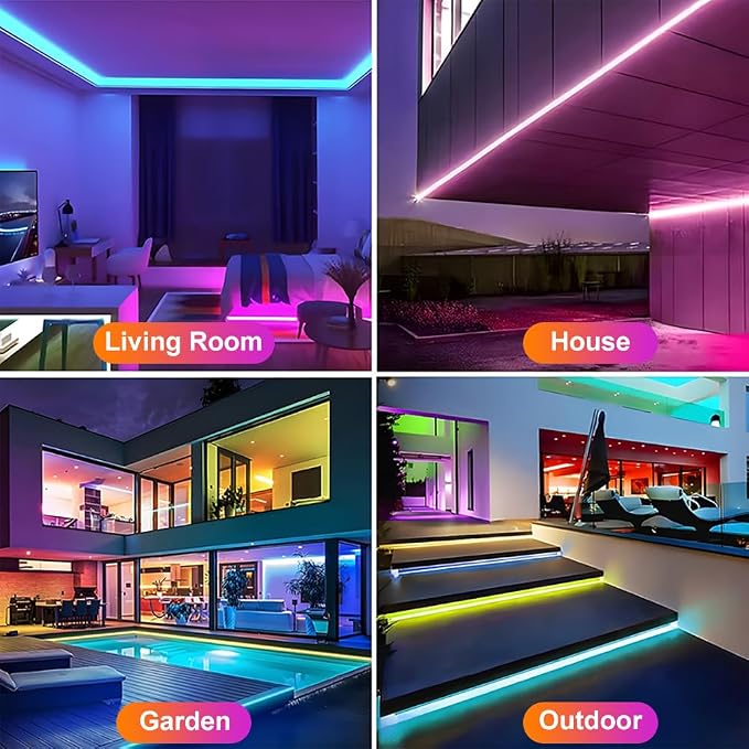 Smart Neon Rope Lights, 16.4FT RGBW LED Strip | Alexa Compatible, Ultra Bright, Plug-in Adapter Powered, IP65 Waterproof Flexible, App Control & Music Sync