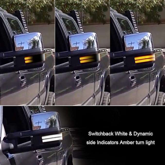 ROCCS Sequential Turn Signal Lights Switchback Full LED Side Tow Mirror Marker Light fit for 3rd Generation Chevy Silverado / 4th Generation GMC Sierra 2014–2019 OEM ONLY, Smoke Lens