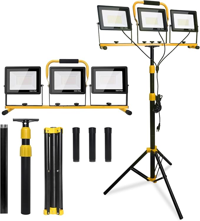 LED Light Work Stand: 21000LM Portable Lighting for Job Site, Construction & Garage Workshop-New,Black
