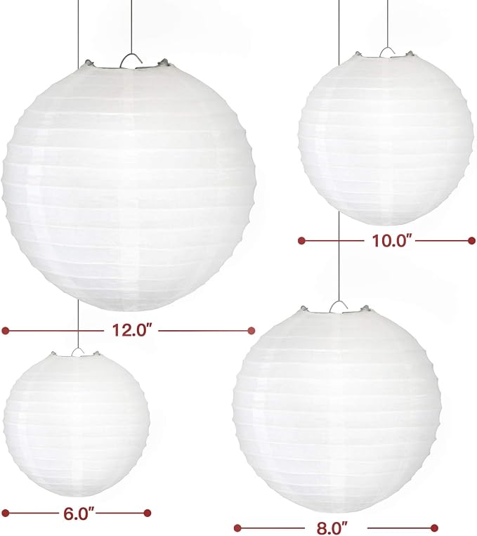 Novelty Place 6 inch White Paper Lanterns (Pack of 10) - Great Chinese/Japanese Home, Party & Wedding Decorations