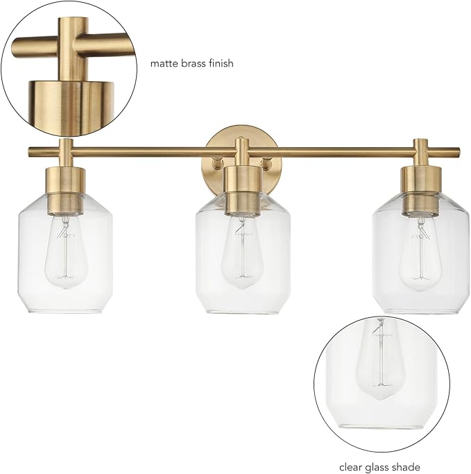 Globe Electric 51638 3-Light Vanity All-in-One Bathroom Set, 5 Piece Gold Finish