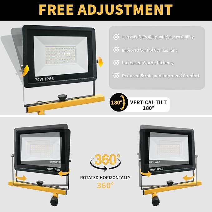 LED Light Work Stand: 21000LM Portable Lighting for Job Site, Construction & Garage Workshop-New,Black