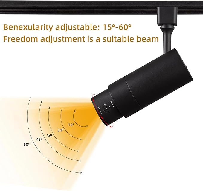 LED Track Lighting Heads Dimmable 24W 5CCT 2700K/3000k/3500k/4000k/5000k,Single Circu H Track Lighting Heads,Zoomable Beam 15° to 60° Ideal for Accent Art and Task Lighting,(3 Pack - Black-5CCT)