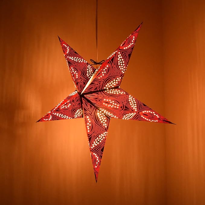 Morse Code Paper Star Lantern with 12 Foot Power Cord Included