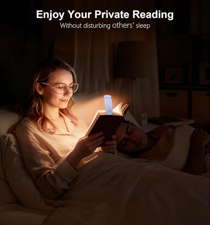 Gritin Reading Light, Rechargeable Book Light for Reading in Bed | Eye Caring 3 Color Temperatures, 5-Level Dimmable Brightness,Long Lasting,Compact Size Clip on Book Lamp for Bookworms-Purple