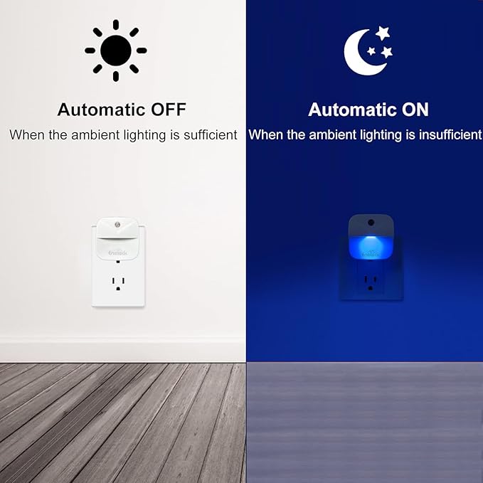 LED Night Lights Plug into Wall,Soft Night Light with Dust to Dawn Sensor,Nightlight for Travel,Kitchen,Adults, Bathroom,Bedroom,Stairs,Nursery,Hallway,6 Packs,Blue Light
