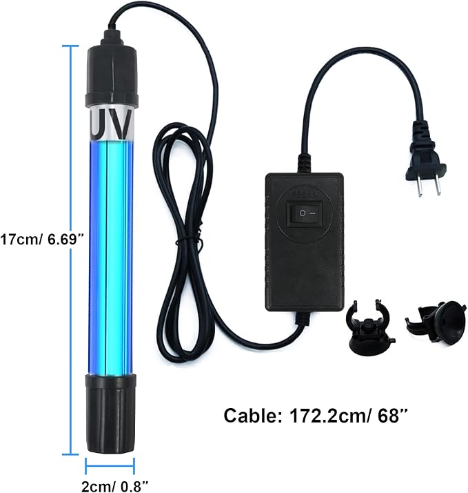 TARARIUM Aquarium Light 5W for 20-75 Gallon Submersible Clean Green Lamp CTUV-H6F/CTUV-H5P/CTUV-H4F/AQ028/IX-120-U-V Replacement Light Bulb