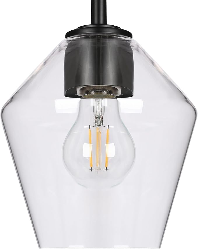 KSANA Bathroom Light Fixture, Modern Black Vanity Lights Over Mirror 3 Light Bathroom Lighting with Clear Glass