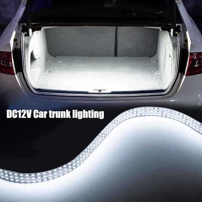 DC12V High CRI 95 White LED Strip Lights - Triple Row Daylight White 6000K 360LEDs 3528SMD Flexible LED Tape Lights For Photography, Trunk lighting(12V 6000K 1m/3.28', Non-waterproof IP20)