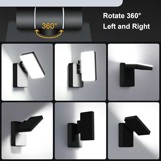 40W Modern Outdoor Wall Light, 360° Rotatable Neighbor-Friendly | 3000LM 5000K, IP65 Waterproof, Anti-Rust, Wall Mount, 85-265V, Switch Control Security Light for Porch Garage Backyard