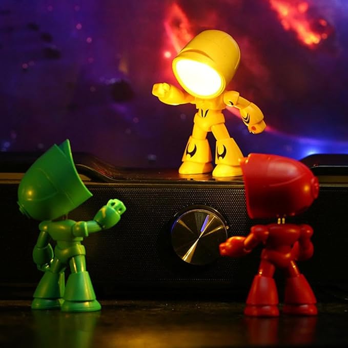 2026 Posable Robot Table Lamp - 6Pcs Cartoon Animal LED Night Light Set - Cordless Eye-Friendly Mood Light with Phone Holder for Bedroom Desk Decor (1PCS B)