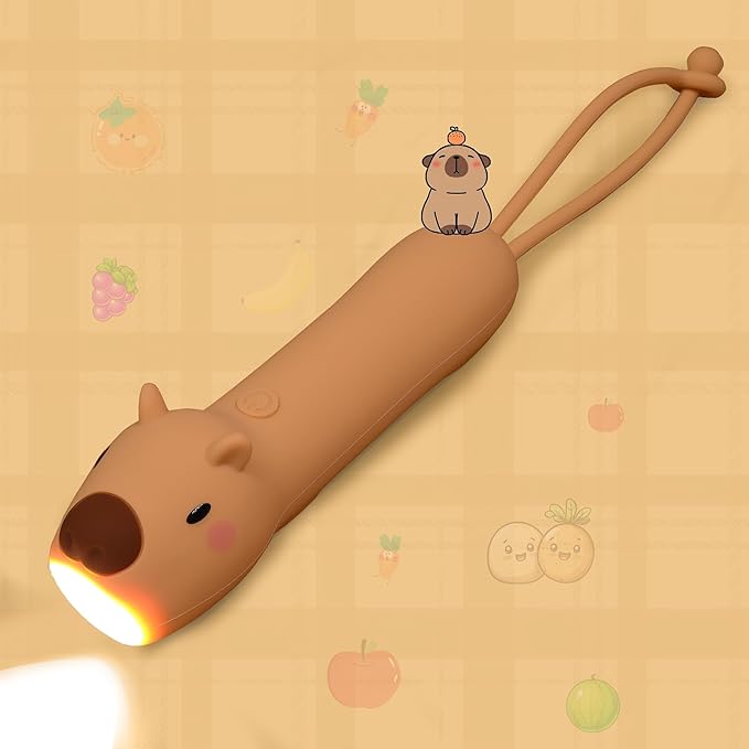 Silicone Capybara Flashlight, Rechargeable Hanging Night Light for Camping, Night Walks and Home Use, Animal Themed Themed Portable Torch