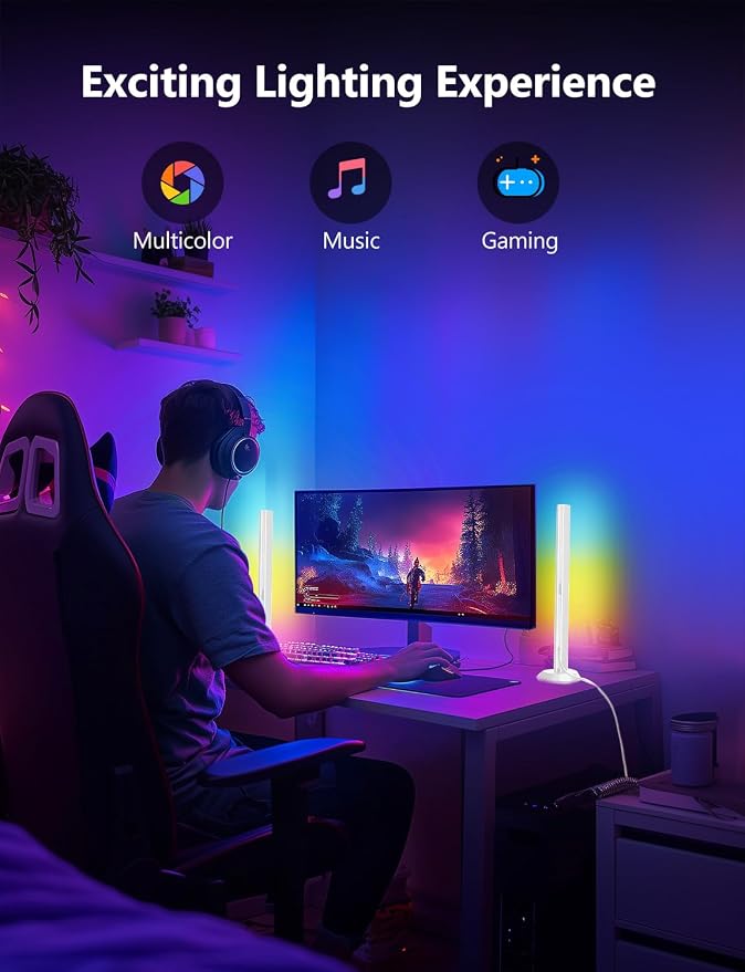 DAYBETTER Smart LED Light Bar,RGBICWW TV Lights for Living Room,Gaming Desk | Remote and App Control,Color Changing,Timing,TV Backlights with Scene and Music Modes,Multiple Placement Options,White