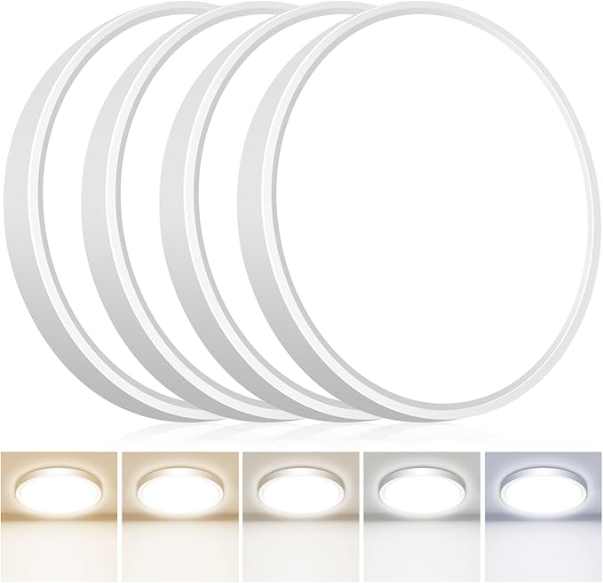 hepside LED Flush Mount Ceiling Light, 13Inch 24W LED Ceiling Lights Fixture,5 Color Temperatures in One,Ultra-Thin Flush Mount Light Fixture for Closet Bathroom Hallway Bedroom Laundry (White)