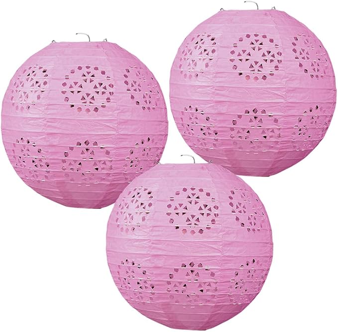 Lace Paper Lanterns - Pink