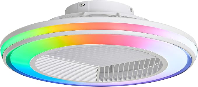 Smart Ceiling Fans with RGB Lights Remote - 20'' Flush Mount Low Profile Modern Ceiling Fans for Bedroom - Stepless Color Temperature and 6 Speeds