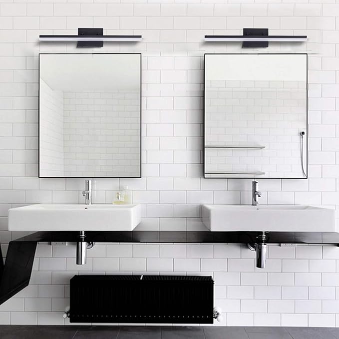 mirrea 24in Modern LED Vanity Light for Bathroom Lighting Dimmable 24w Black Painted (Cold White 5000K)