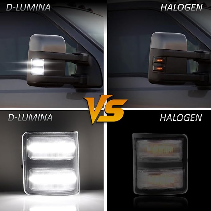 Side Mirror Lights Clear Lens White for 2008-2016 Ford F250 F350 F450 F550 | LED Side Mirror Marker Lights, White Turn Signal Mirror Light, Replace OEM Mirror Marker Lamps, Pack of 2
